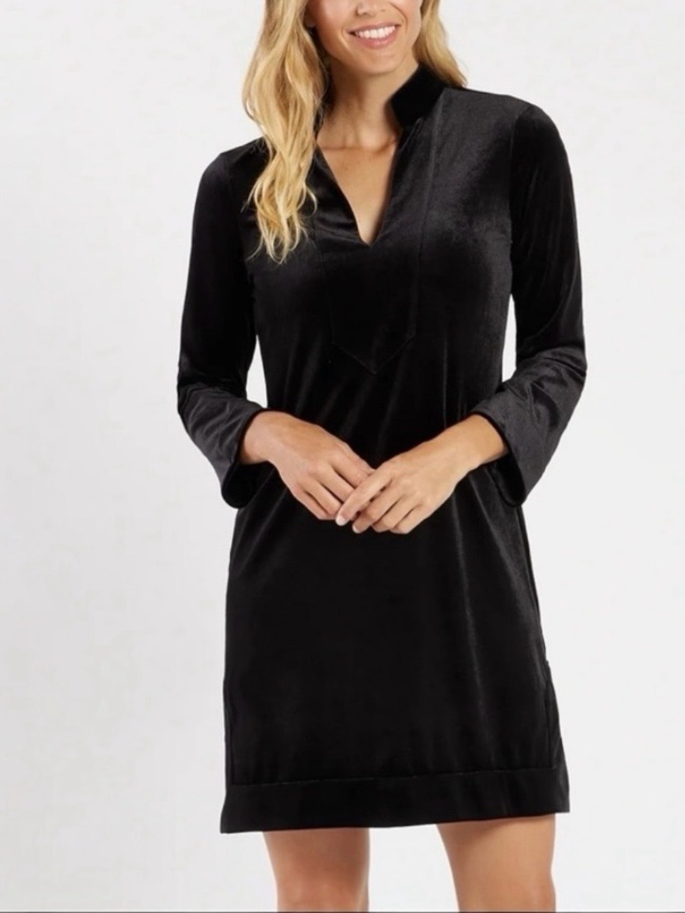 JUDE CONNALLY KATE STRETCH VELVET BLACK DRESS